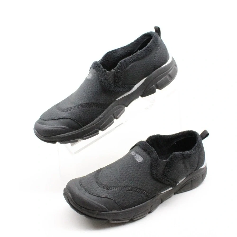 Bzees Women's 10M US Paradise Faux Fur Insulated Washable Slip-ons Sneaker Black